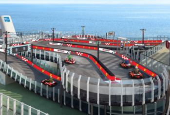 A Ferrari F1 inspired go-kart track on a Norwegian luxury cruise liner